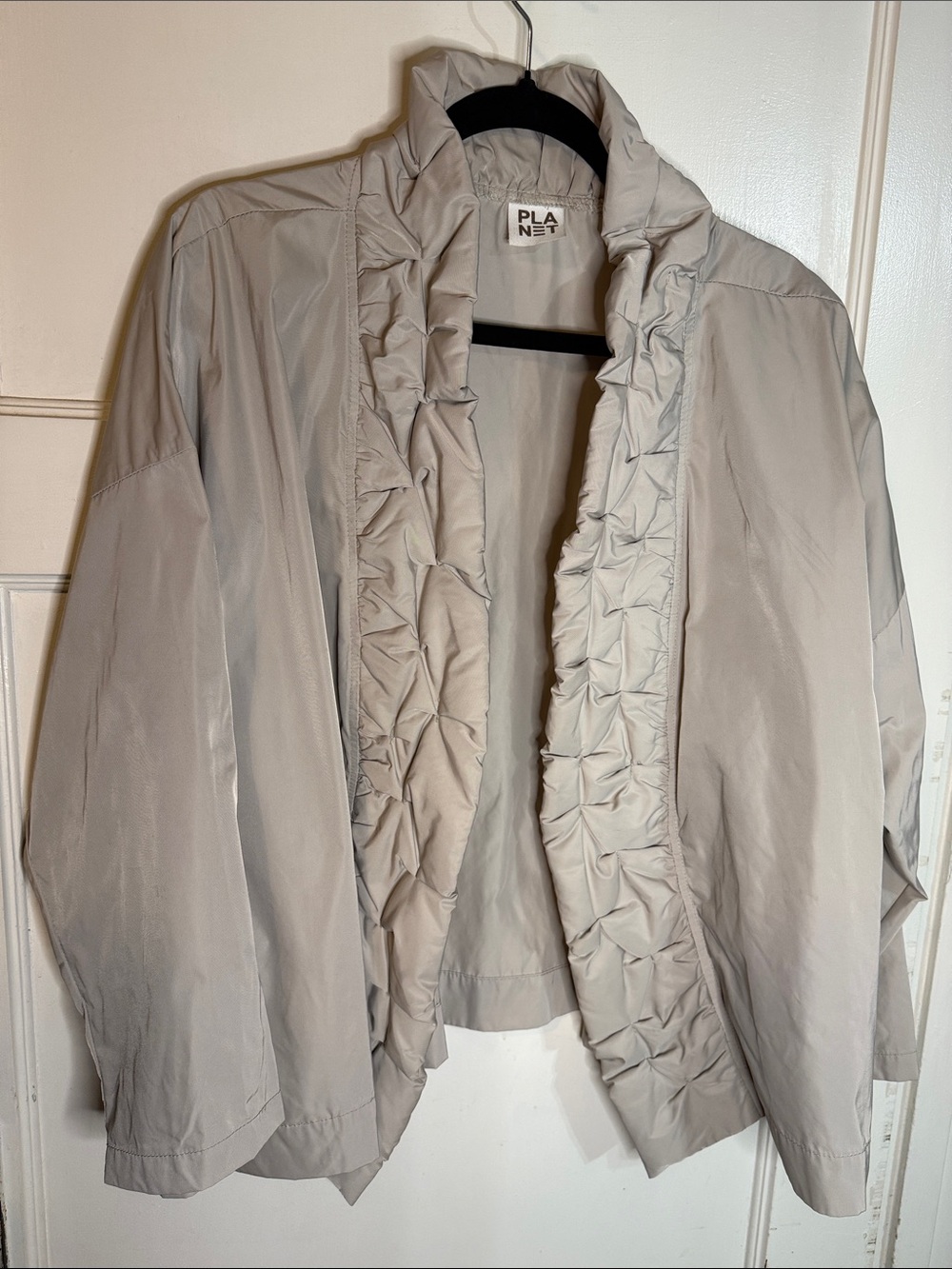 Planet by Lauren G Light Gray Ruffle-Trim Jacket